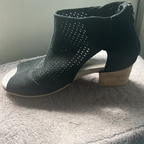 Black suede with mesh open booties - Picture 5 of 6